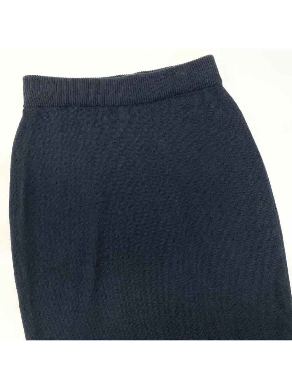 Chanel Vintage Knit Skirt Pencil Knee-Length Navy Cotton